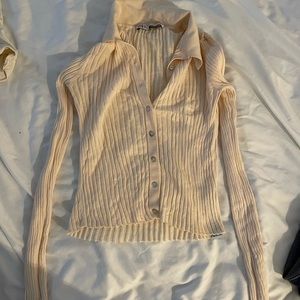 Zara ribbed button down top